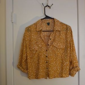 Sheer Mustard Crop Top